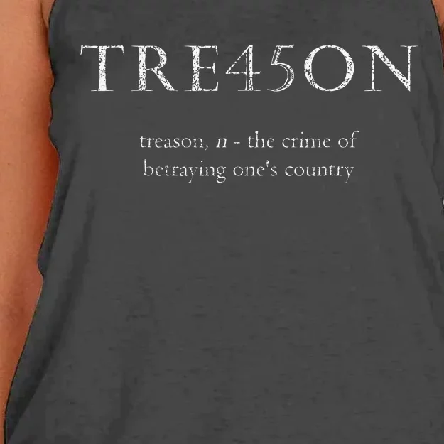 Antitrump Treason Tre45on Distressed Impeach Women's Knotted Racerback Tank