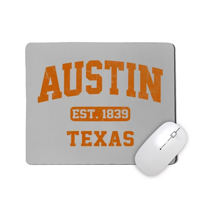 Austin Texas TX Vintage State Athletic Style Mousepad