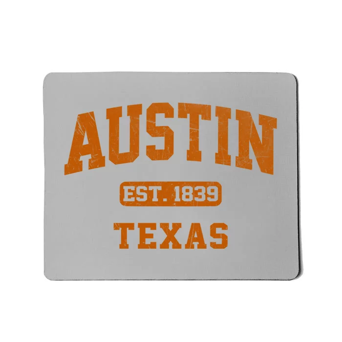 Austin Texas TX Vintage State Athletic Style Mousepad