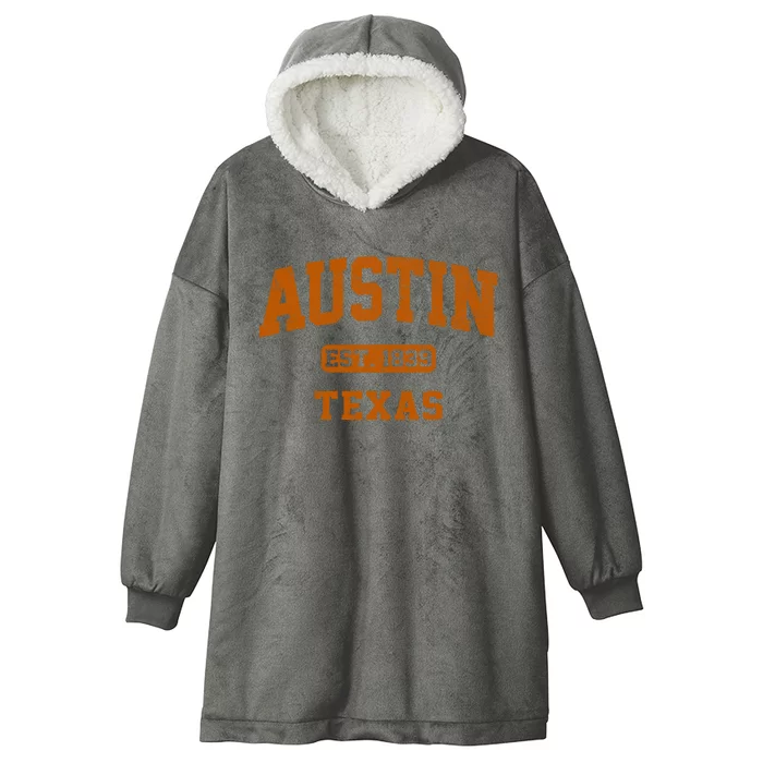 Austin Texas TX Vintage State Athletic Style Hooded Wearable Blanket