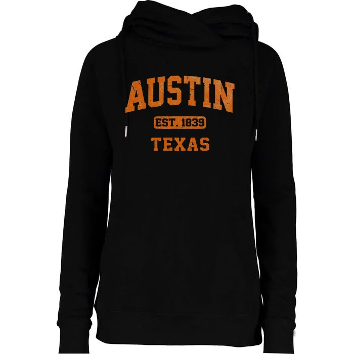 Austin Texas TX Vintage State Athletic Style Womens Funnel Neck Pullover Hood