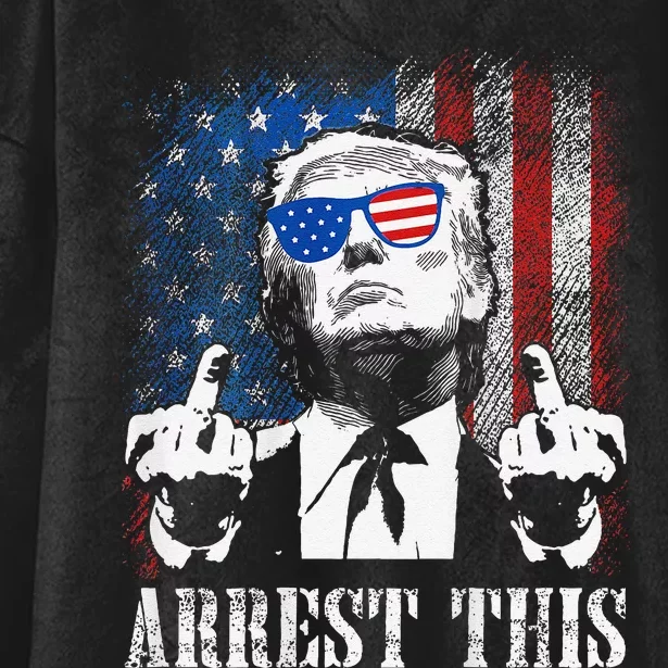 Arrest This Trump 2024 Us American Flag Gift Hooded Wearable Blanket