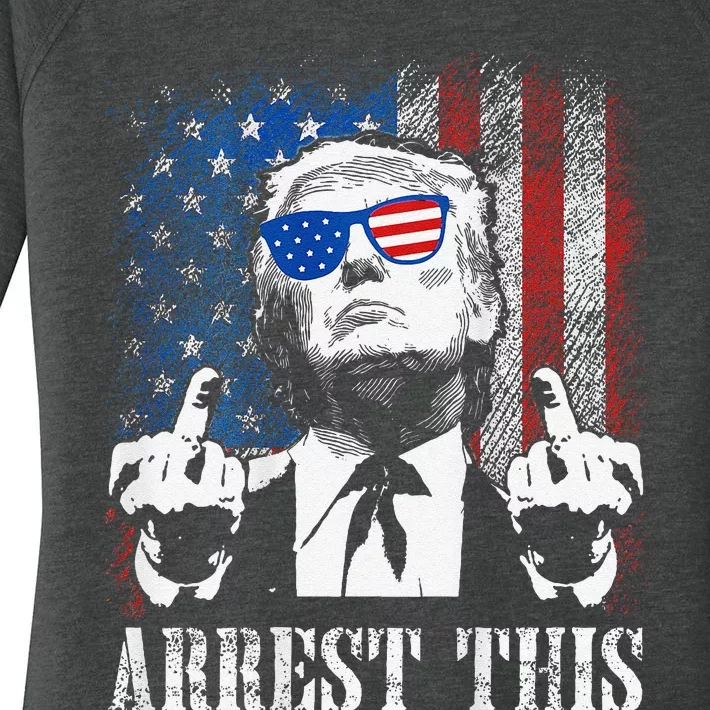 Arrest This Trump 2024 Us American Flag Gift Women's Perfect Tri Tunic Long Sleeve Shirt