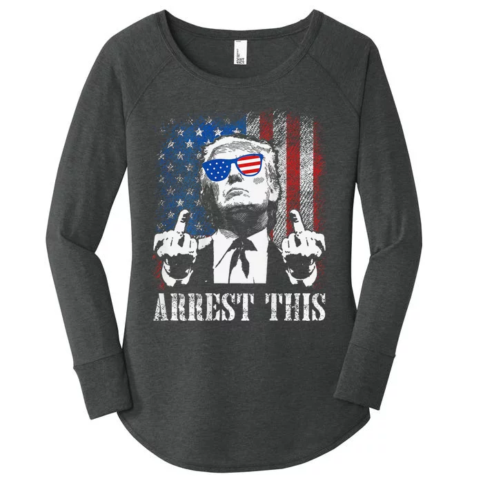 Arrest This Trump 2024 Us American Flag Gift Women's Perfect Tri Tunic Long Sleeve Shirt