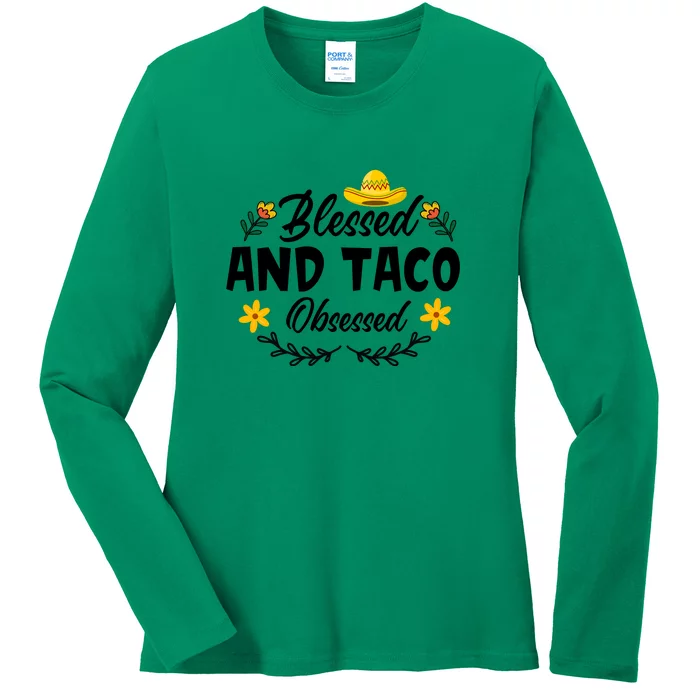 Cinco De Mayo Blessed Taco Obsessed Boys Kids Women Men Ladies Long Sleeve Shirt