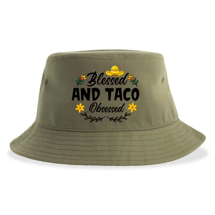 Cinco De Mayo Blessed Taco Obsessed Boys Kids Women Men Sustainable Bucket Hat