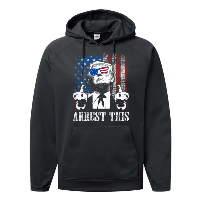 (Arrest This Trump 2024 Us American Flag Performance Fleece Hoodie