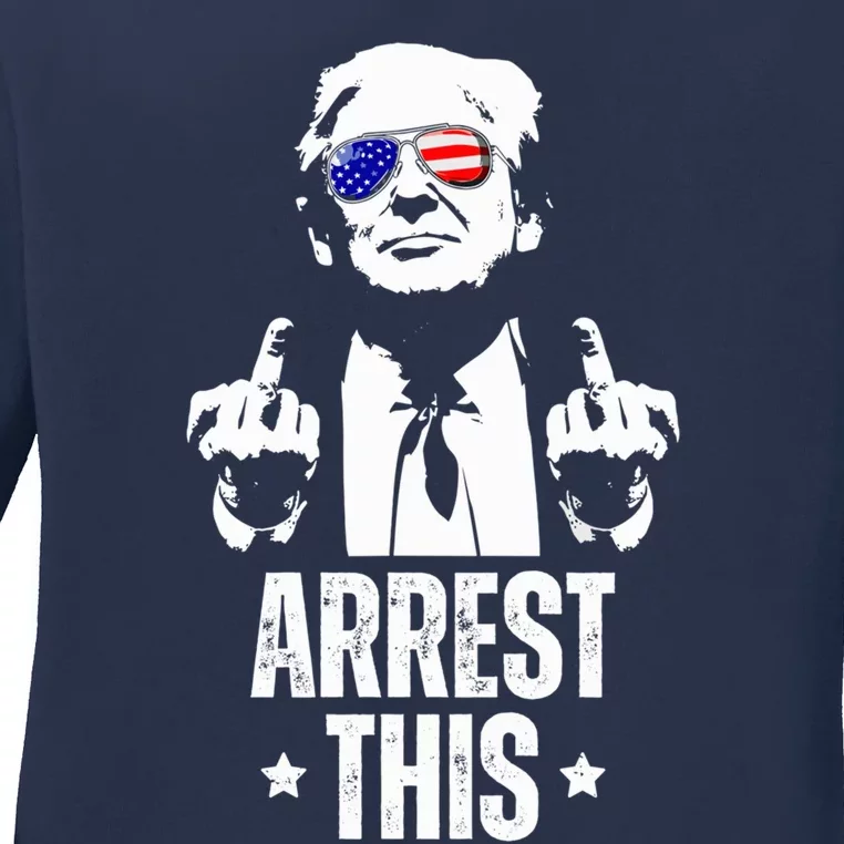 Arrest This Trump Fingers Pro Trump 2024 Rally Shoot Pa Ladies Long Sleeve Shirt