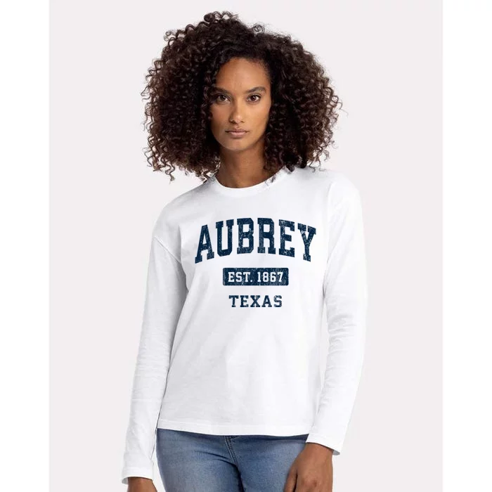 Aubrey Texas Tx Vintage Sports Established Womens Cotton Relaxed Long Sleeve T-Shirt