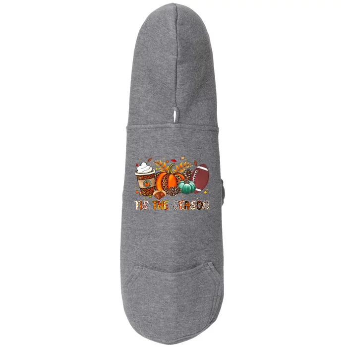 Autumn Tis The Season Pumpkin Spice Football Halloween Doggie 3-End Fleece Hoodie