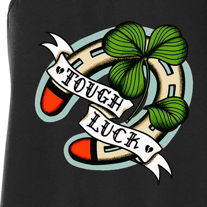 American Traditional Tattoo Horseshoe Four Leaf Clover Luck Women's Racerback Tank