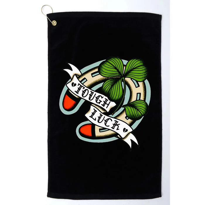 American Traditional Tattoo Horseshoe Four Leaf Clover Luck Platinum Collection Golf Towel