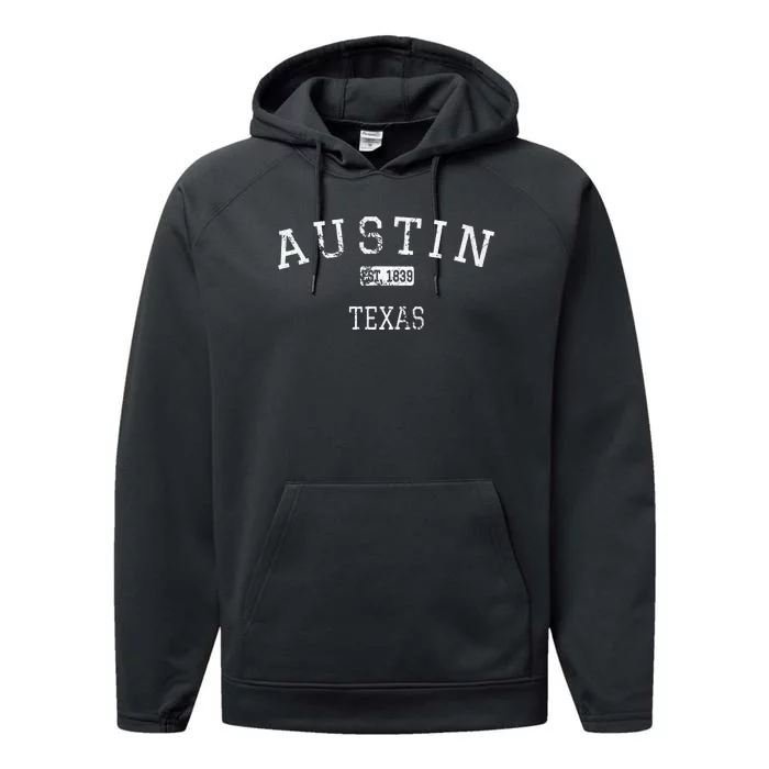 Austin Texas Tx Vintage Performance Fleece Hoodie