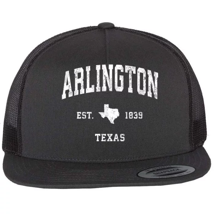 Arlington Texas Tx Vintage Athletic Established Sports Design Flat Bill Trucker Hat