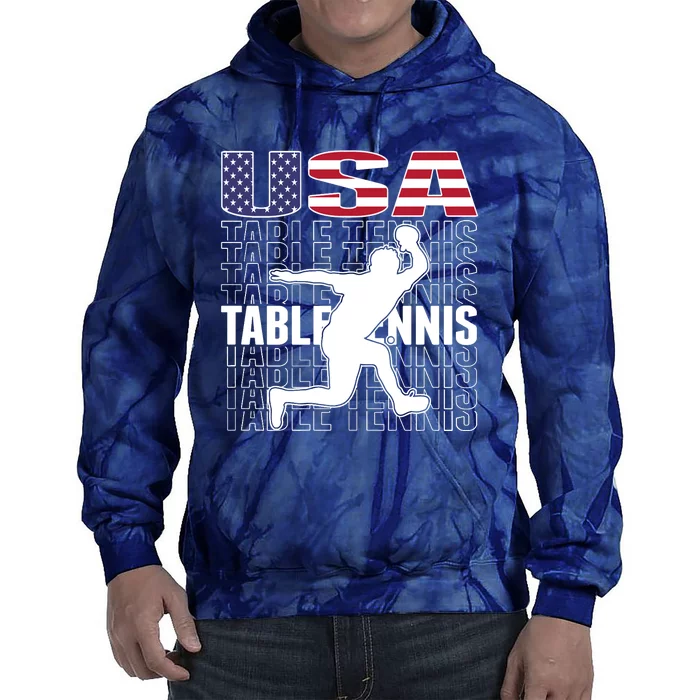 America Table Tennis Fans Jersey American Flag Ping Pong Art Premium Tie Dye Hoodie