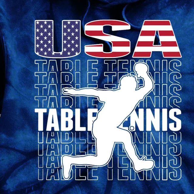 America Table Tennis Fans Jersey American Flag Ping Pong Art Premium Tie Dye Hoodie