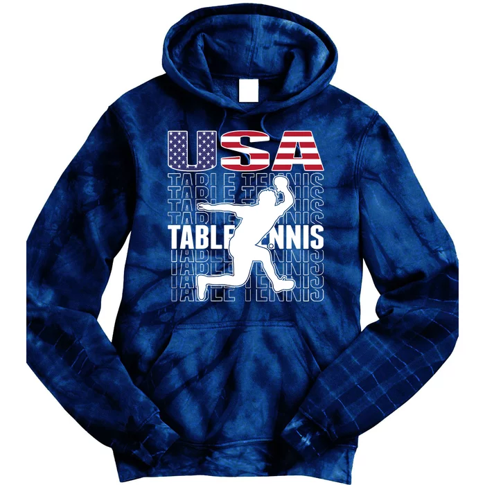 America Table Tennis Fans Jersey American Flag Ping Pong Art Premium Tie Dye Hoodie