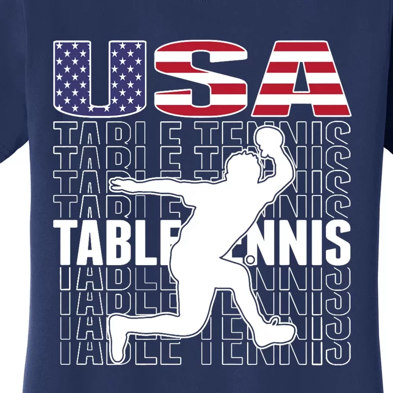 America Table Tennis Fans Jersey American Flag Ping Pong Art Premium Women's T-Shirt