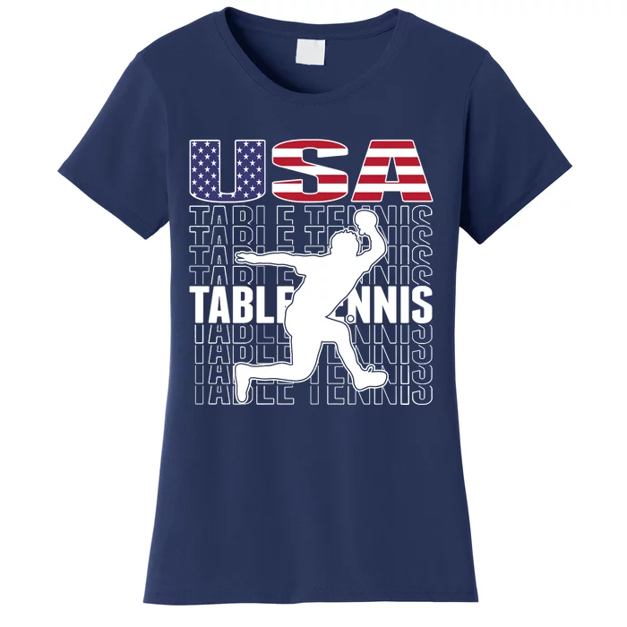 America Table Tennis Fans Jersey American Flag Ping Pong Art Premium Women's T-Shirt