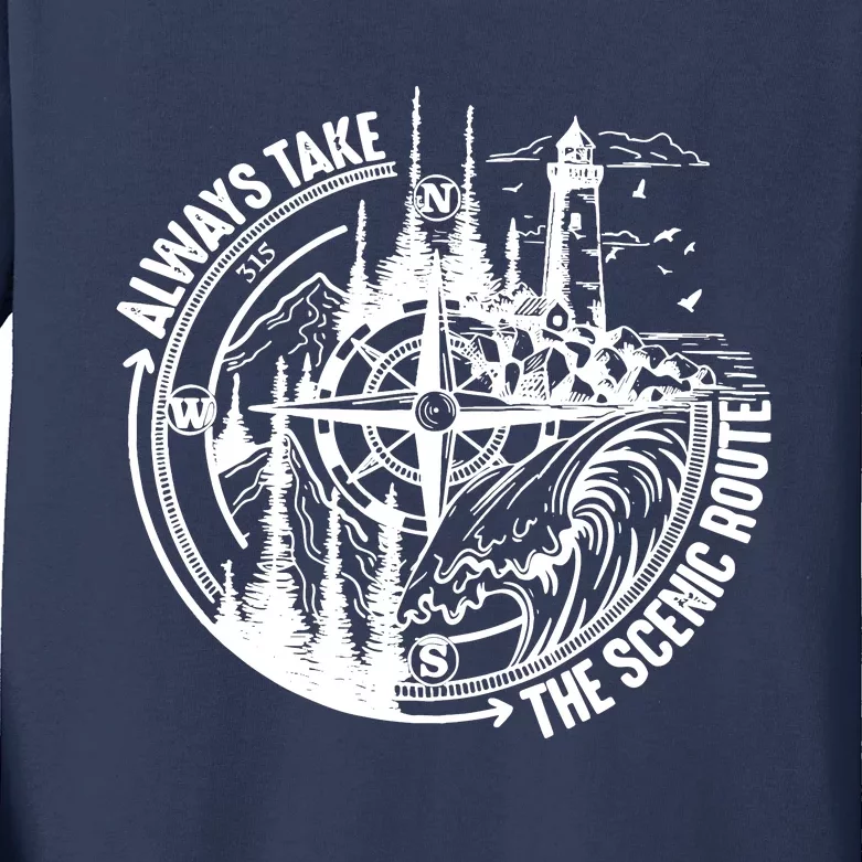 Always Take The Scenic Route Kids Long Sleeve Shirt