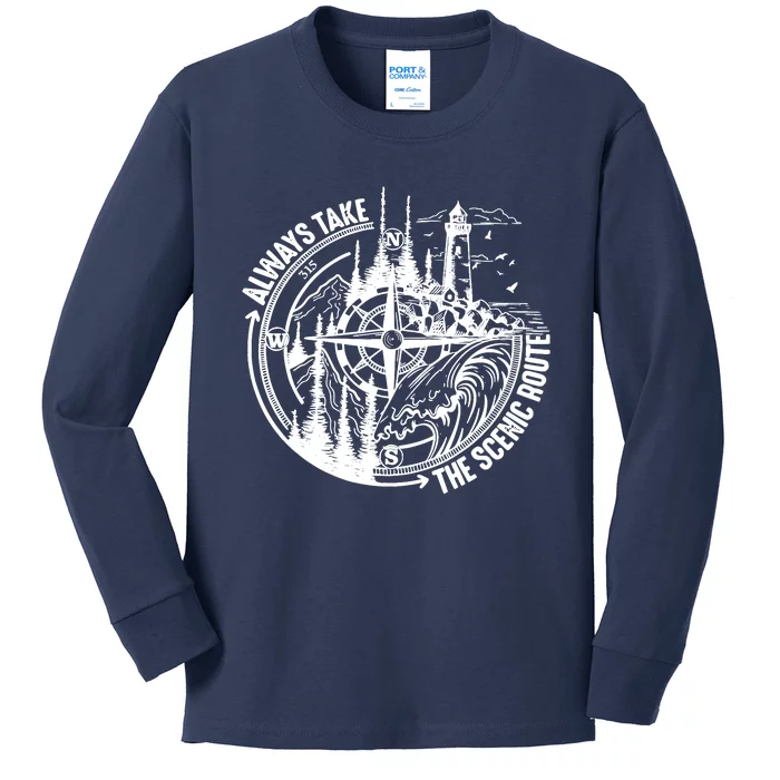 Always Take The Scenic Route Kids Long Sleeve Shirt