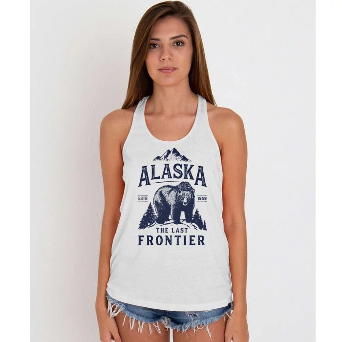 Alaska T The Last Frontier Bear Home Gifts Women's Knotted Racerback Tank