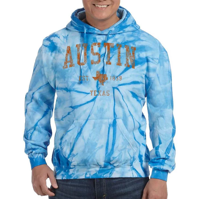 Austin Texas Tx Vintage Athletic Sports Tie Dye Hoodie