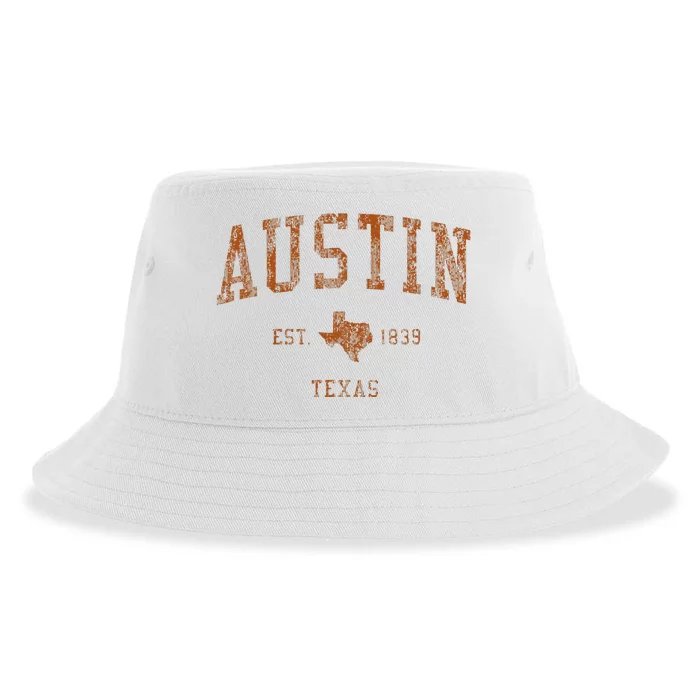 Austin Texas Tx Vintage Athletic Sports Sustainable Bucket Hat