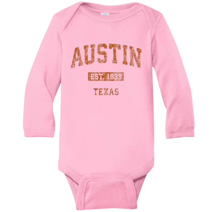 Austin Texas Tx Vintage Athletic Baby Long Sleeve Bodysuit