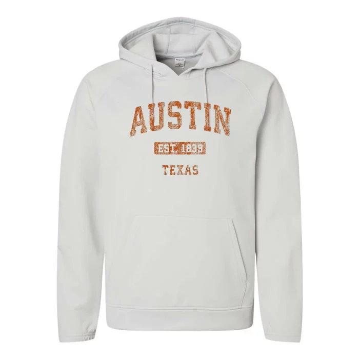 Austin Texas Tx Vintage Athletic Performance Fleece Hoodie