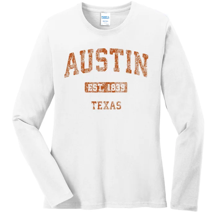 Austin Texas Tx Vintage Athletic Ladies Long Sleeve Shirt