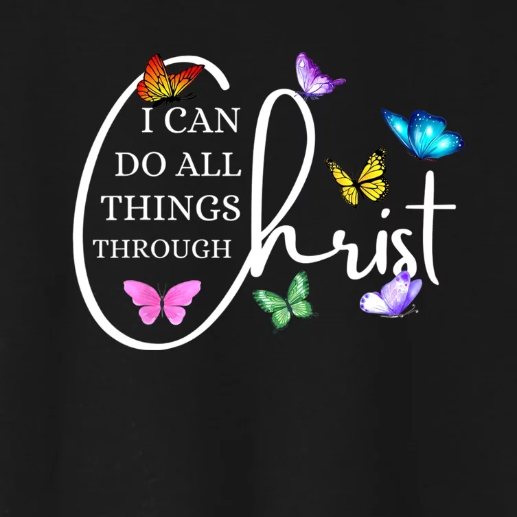 All Things Through Christ Faith Based Christian Graphic Women's Crop Top Tee