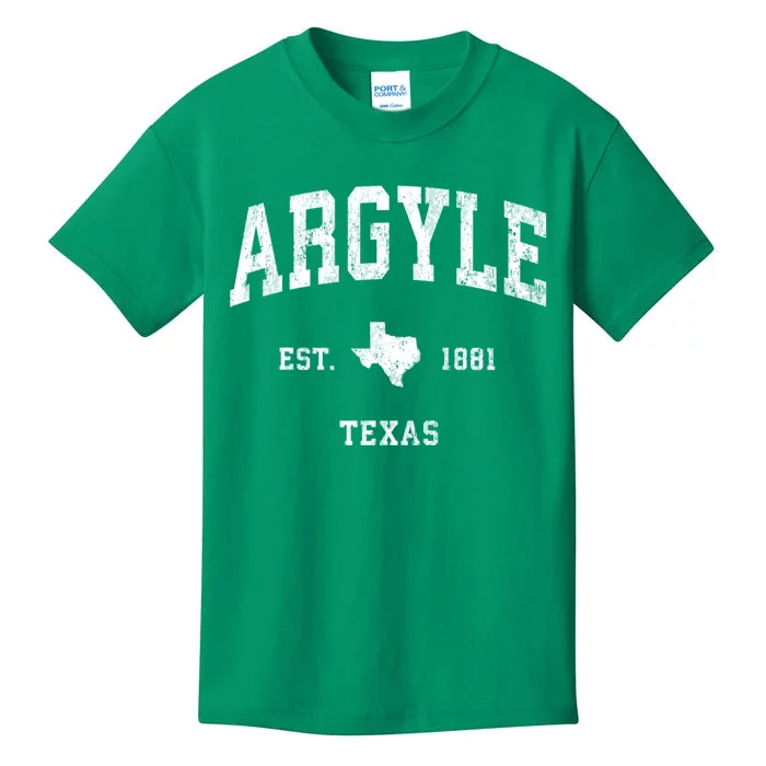 Argyle Texas Tx Vintage Athletic Sports Kids T-Shirt