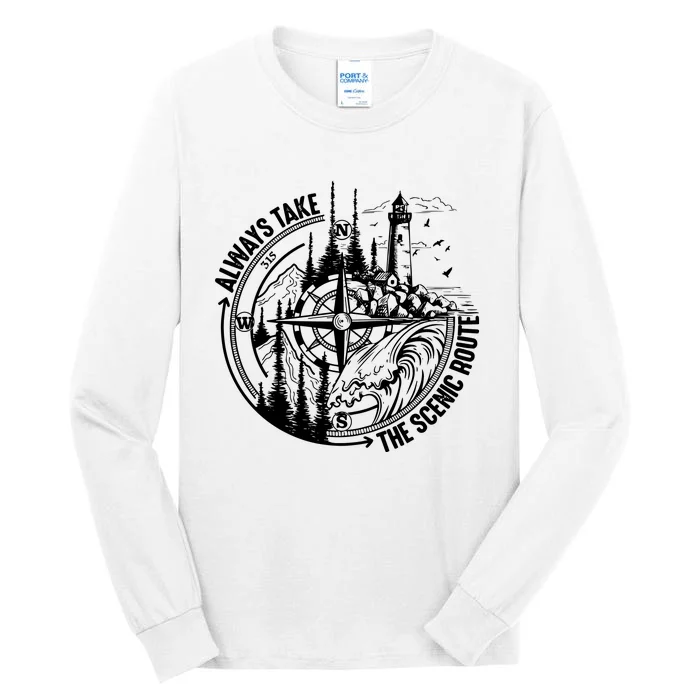 Always Take The Scenic Route Camping Tall Long Sleeve T-Shirt