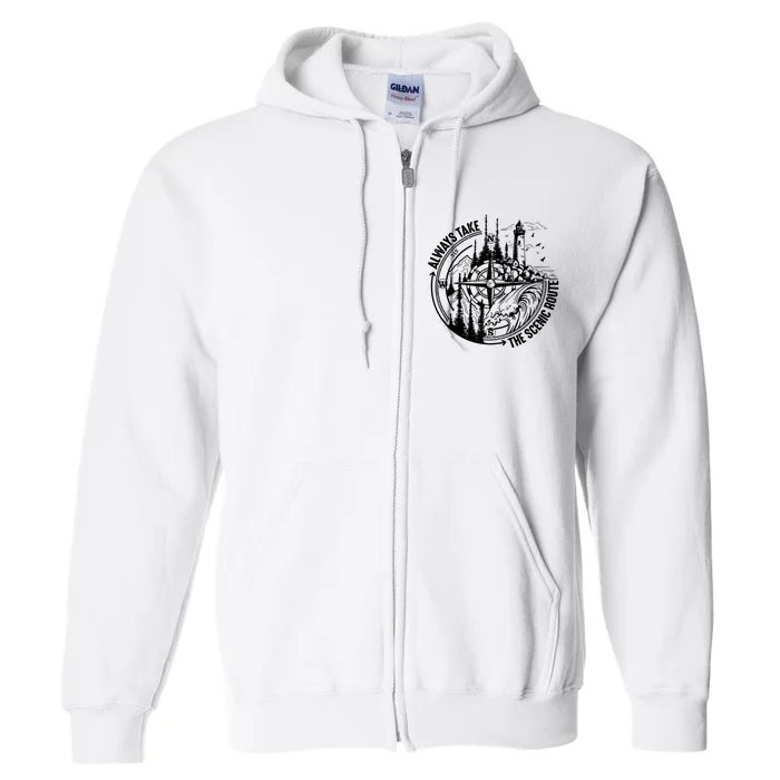 Always Take The Scenic Route Camping Full Zip Hoodie