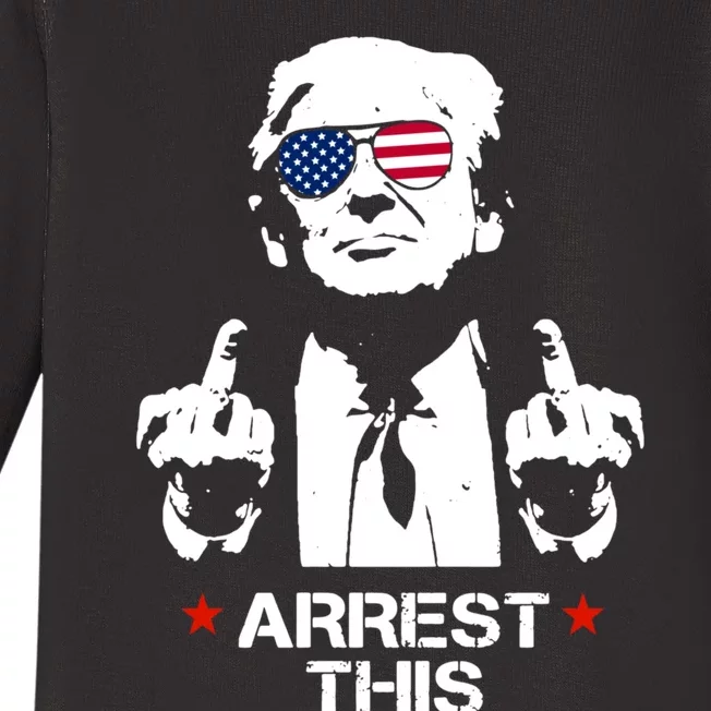 Arrest This Trump Fingers Pro Trump 2024 Trump Arrest This Baby Long Sleeve Bodysuit