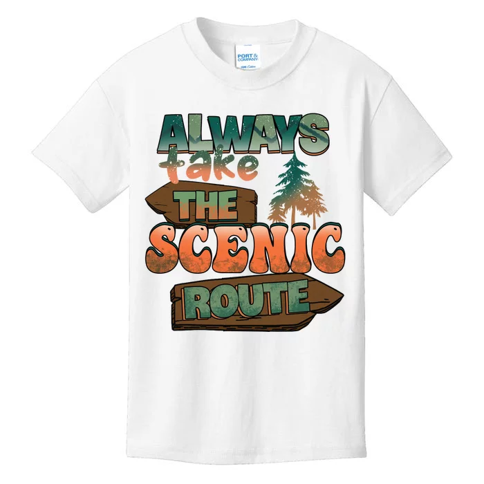 Always Take The Scenic Route Camping Travel Adventure Gift Kids T-Shirt