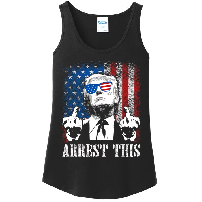 Arrest This Trump 2024 Us American Flag Ladies Essential Tank