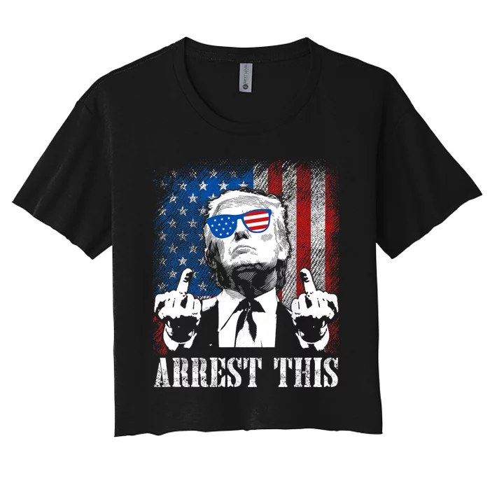 Arrest This Trump 2024 Us American Flag Women's Crop Top Tee