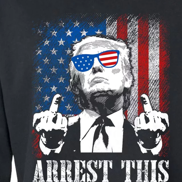 Arrest This Trump 2024 Us American Flag Cropped Pullover Crew