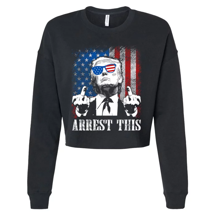 Arrest This Trump 2024 Us American Flag Cropped Pullover Crew