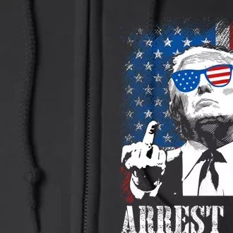 Arrest This Trump 2024 Us American Flag Full Zip Hoodie