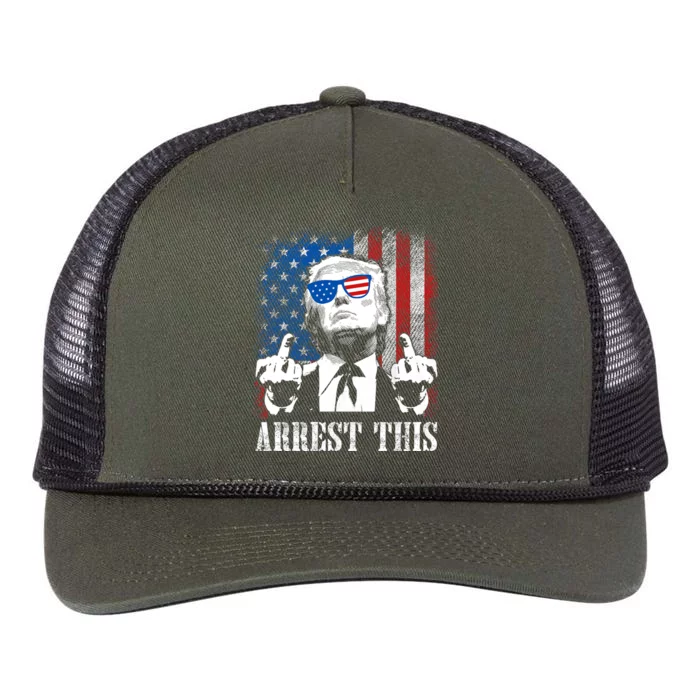 Arrest This Trump 2024 Us American Flag Retro Rope Trucker Hat Cap