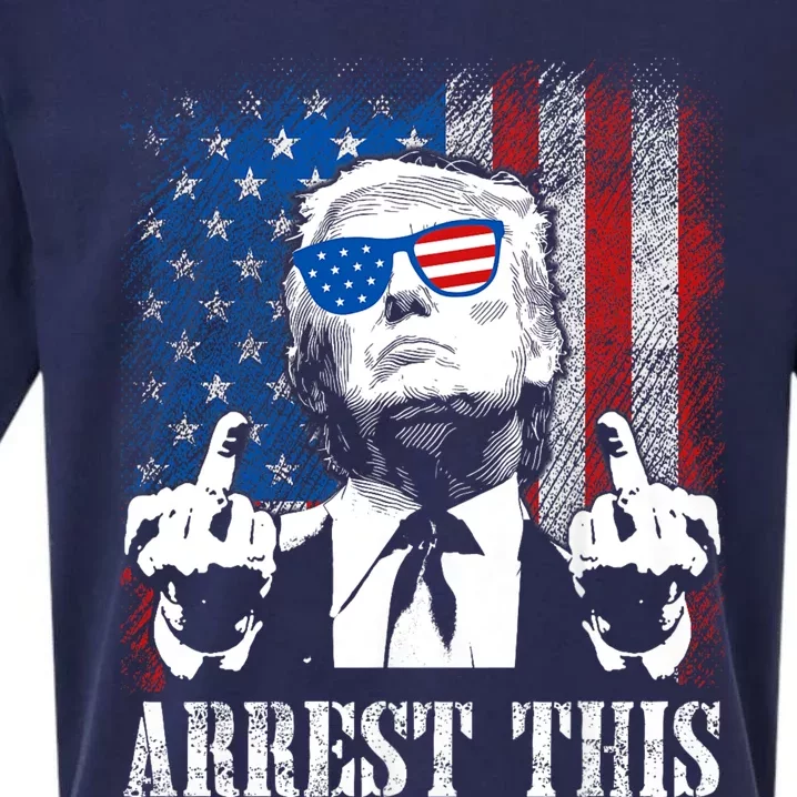 Arrest This Trump 2024 Us American Flag Sueded Cloud Jersey T-Shirt