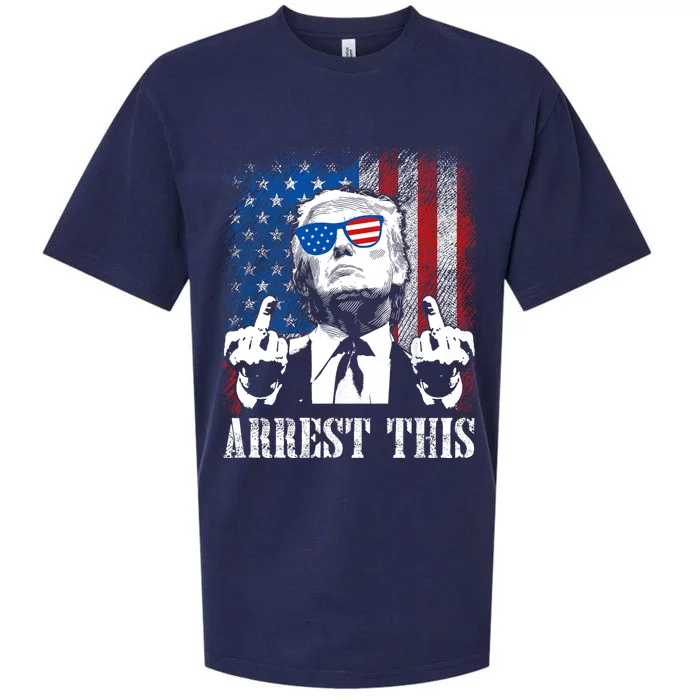 Arrest This Trump 2024 Us American Flag Sueded Cloud Jersey T-Shirt