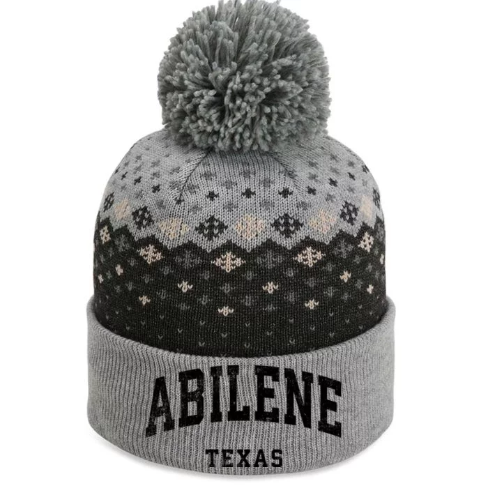 Abilene Texas Tx Vintage Athletic Sports Design The Baniff Cuffed Pom Beanie