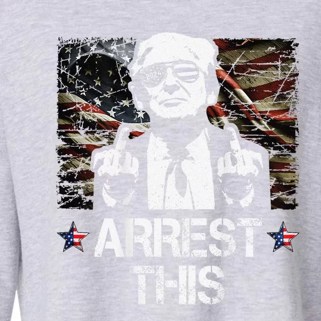 Arrest This Trump Middle Fingers Pro Trump 2024 Cropped Pullover Crew