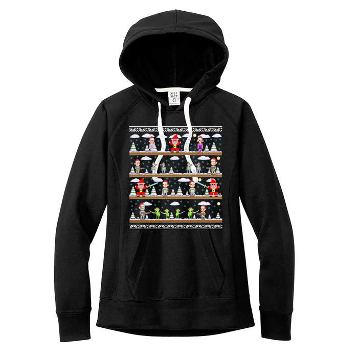 Attack of Christmas Gamer Ugly Christmas Sweater Women's Fleece Hoodie