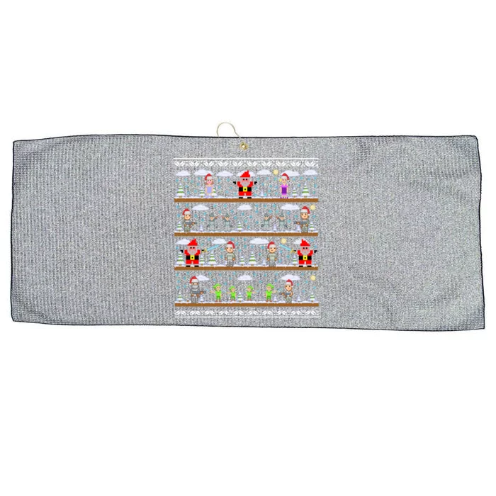 Attack of Christmas Gamer Ugly Christmas Sweater Large Microfiber Waffle Golf Towel