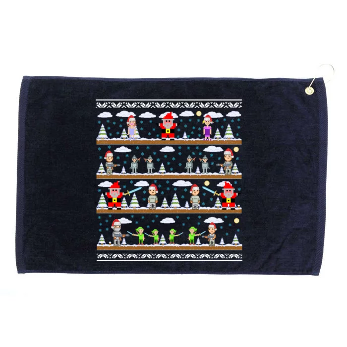 Attack of Christmas Gamer Ugly Christmas Sweater Grommeted Golf Towel